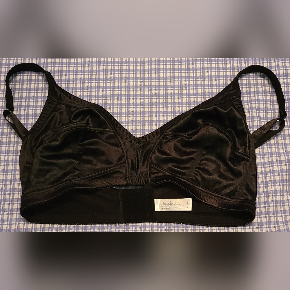 VTG Delta Burke Bra Black Floral 44F/DD EUC